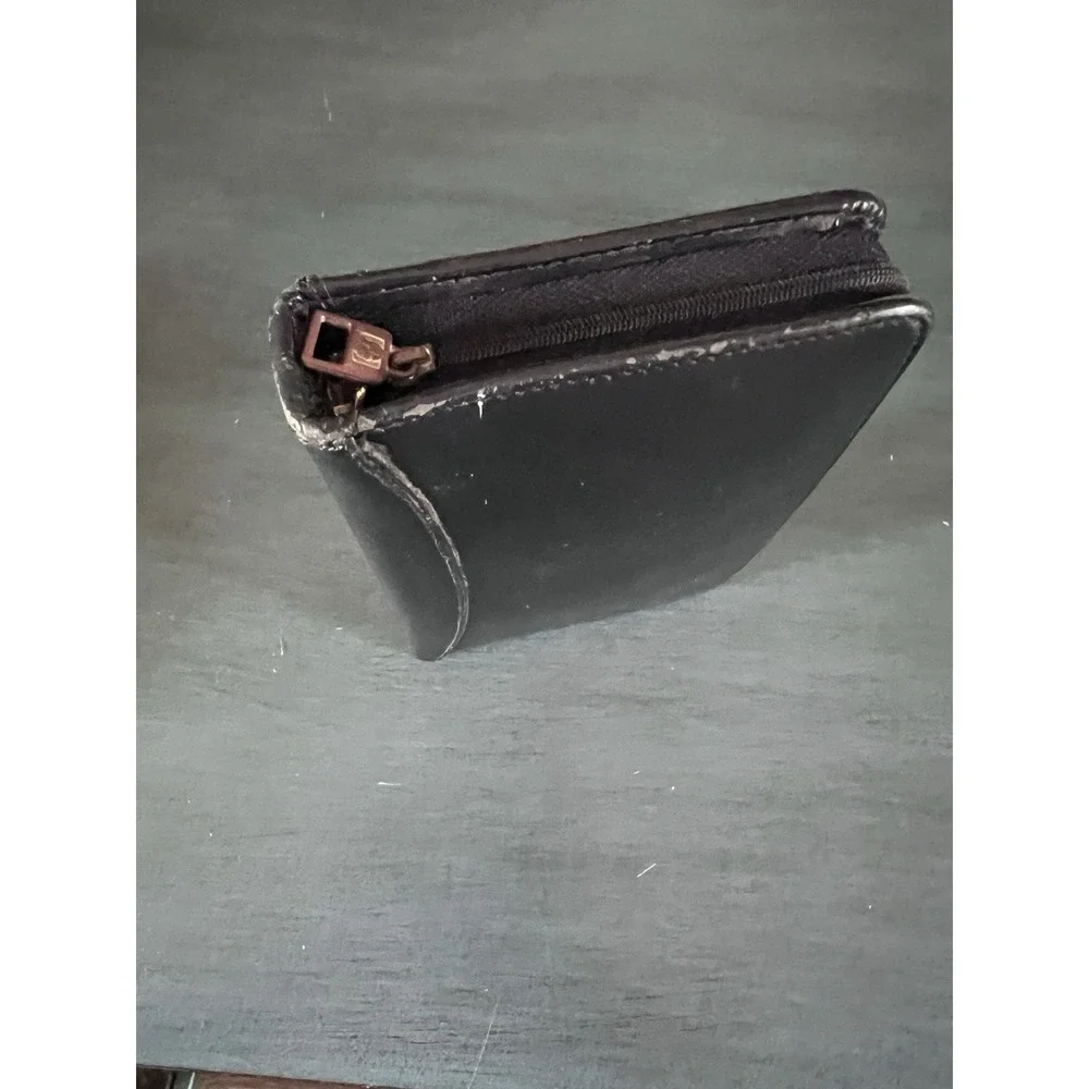 Vtg 90's FRANKLIN COVEY Classic Black Full-Grain Aniline Leather 6 Ring Zip
